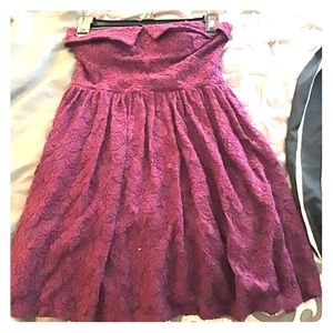 Magenta lace strapless dress